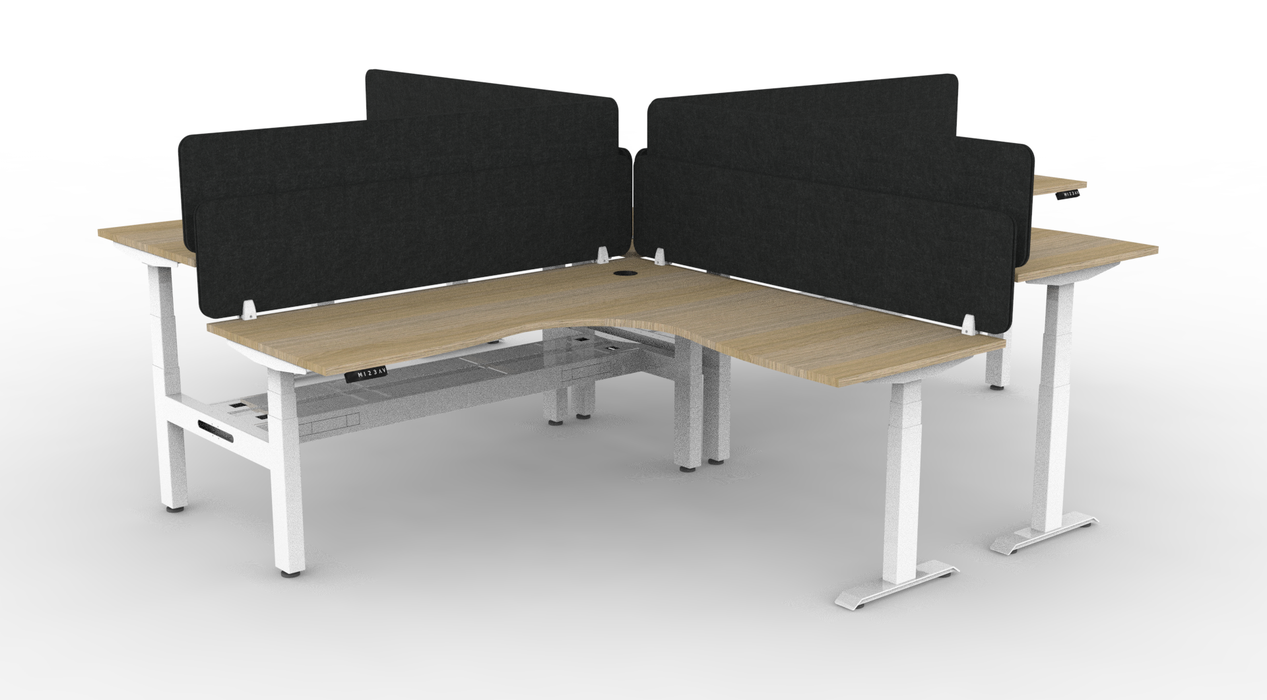 BOOST Plus + Electric Height Adjustable X Configuration Workstation with Eco Screens (4 Person)