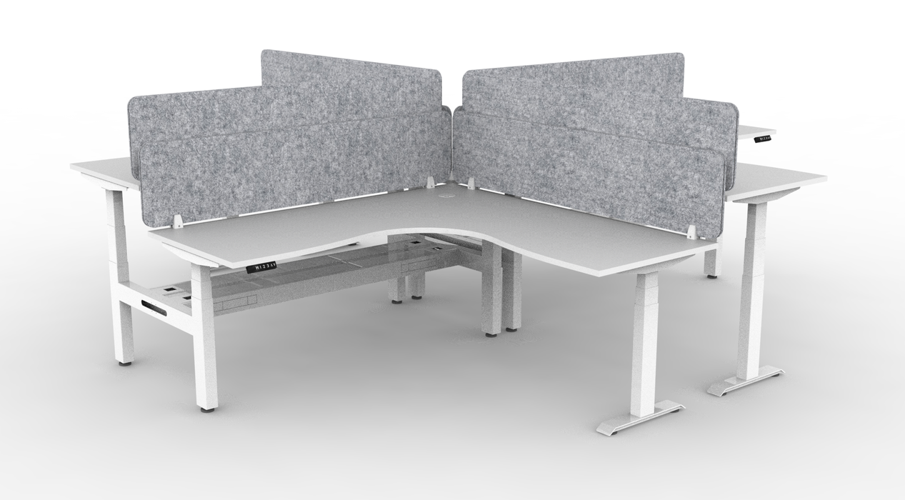 BOOST Plus + Electric Height Adjustable X Configuration Workstation with Eco Screens (4 Person)