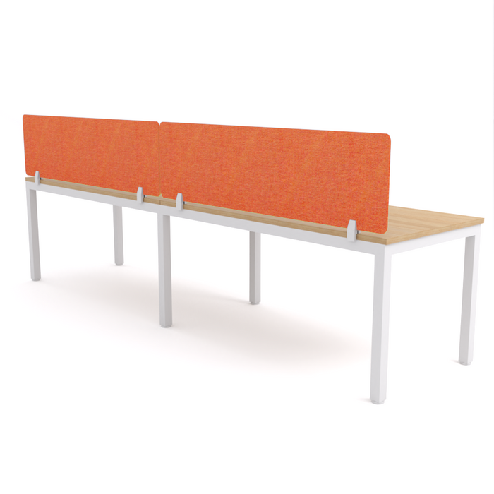 California Office Workstations (Straight Legs) 2 User Single-Sided Desks With AcoustiQ Screen (Orange Screen)