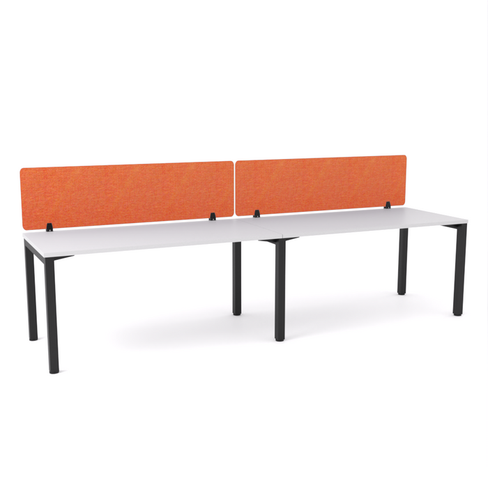 California Office Workstations (Straight Legs) 2 User Single-Sided Desks With AcoustiQ Screen (Orange Screen)