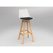 Luna White Barstool with Oak Base