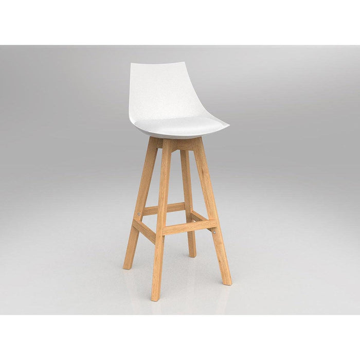 Luna White Barstool with Oak Base