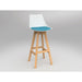 Luna White Barstool with Oak Base