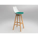 Luna White Barstool with Oak Base