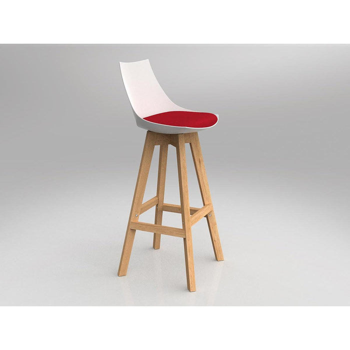 Luna White Barstool with Oak Base