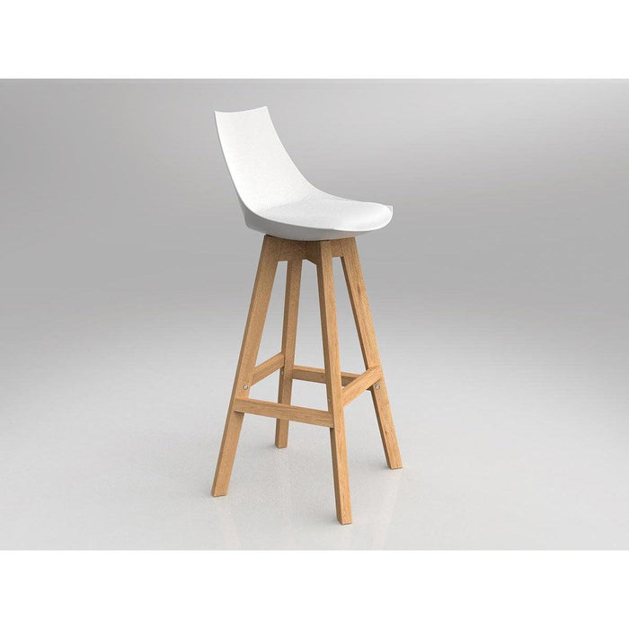 Luna White Barstool with Oak Base