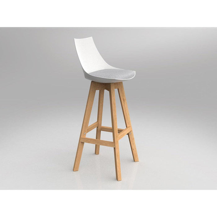 Luna White Barstool with Oak Base