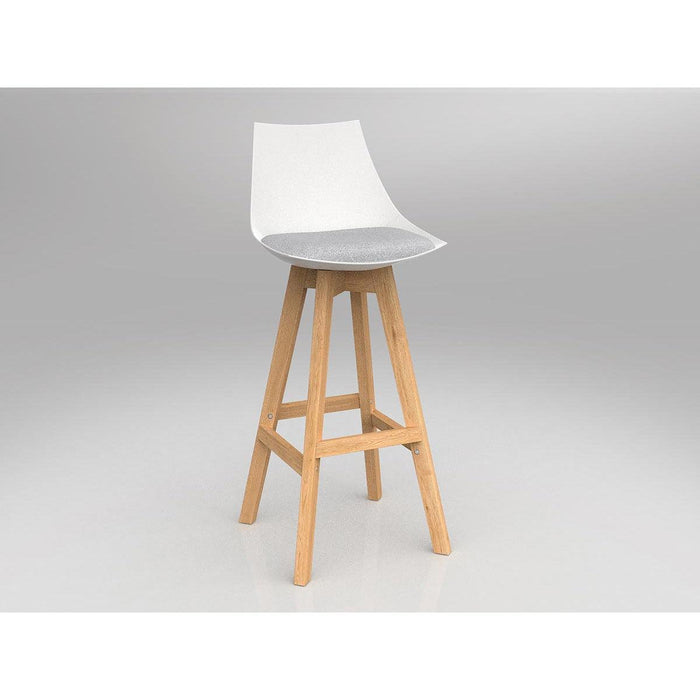 Luna White Barstool with Oak Base