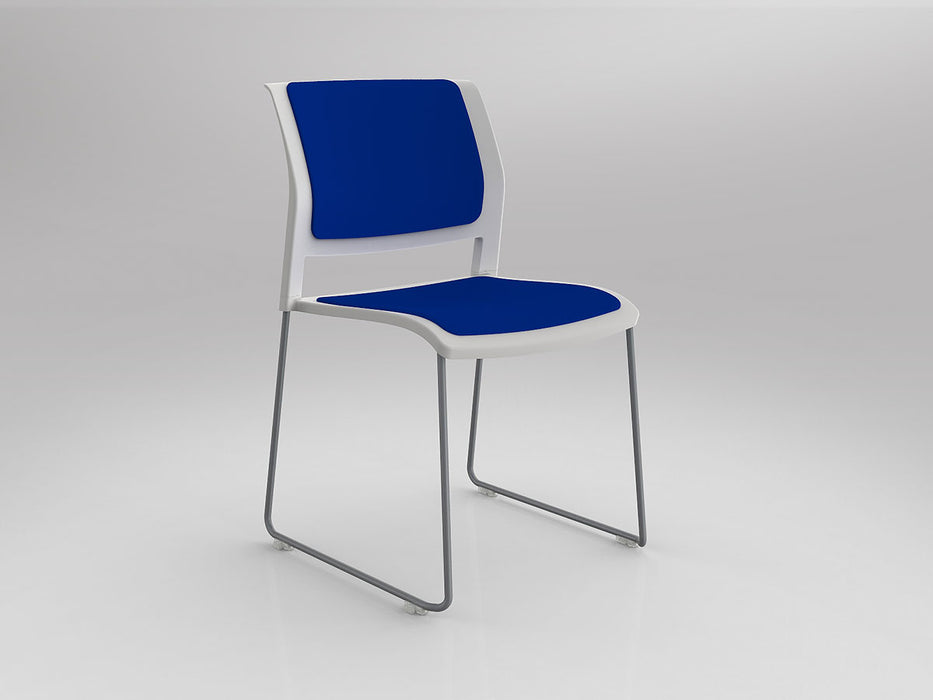 Game Chair With Upholstery - Sled Base - Silver Frame