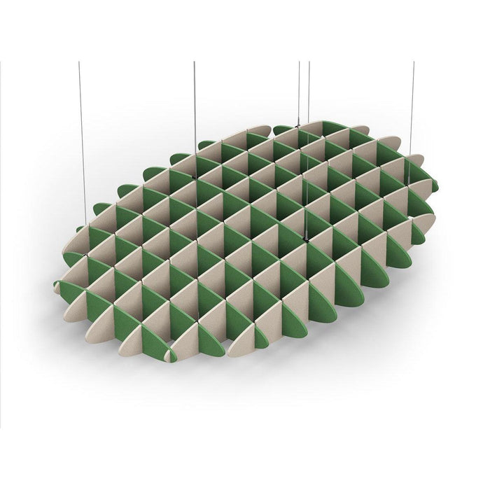 Acoustic Ceiling Sound Trap - 1200mm x 1800mm Oval - Green | Natural